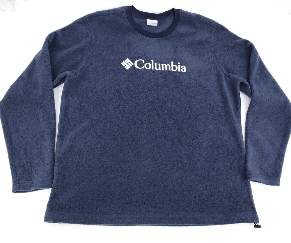 Columbia Sweatshirt Mens XL Navy Pullover Fleece Graphic Logo Crew Neck Outdoor